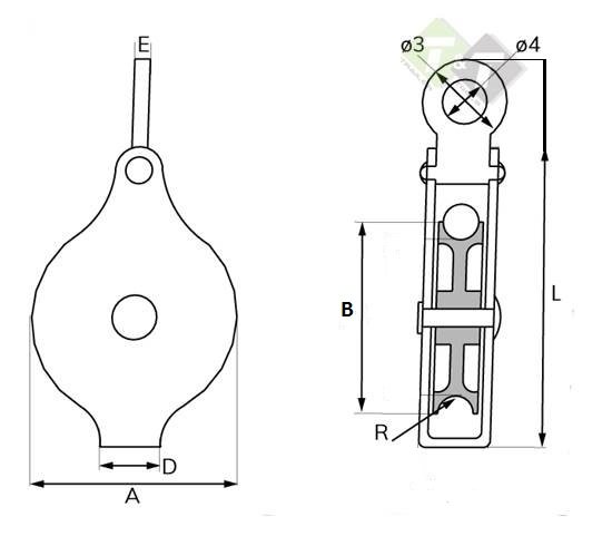 Hijskatrol, enkel met nylon rol, katrol dubbel, katrollen, katrol, dubbelkatrol