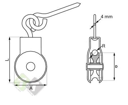 Markieskatrol, enkel met nylon rol, katrol dubbel, katrollen, katrol, dubbelkatrol