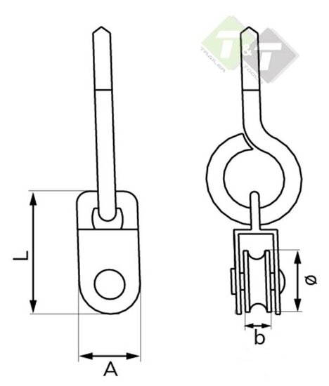 Katrol, enkel met nylon rol, katrol dubbel, katrollen, katrol, dubbelkatrol