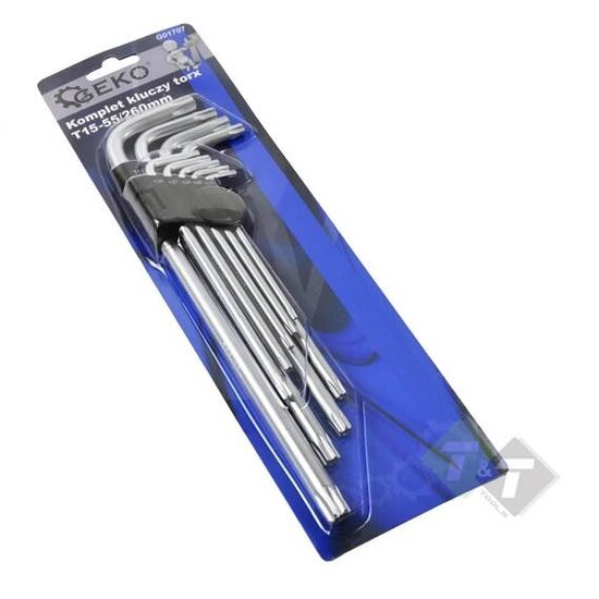 Torxsleutel set met gat - Torx sleutels - Lange sleutels - T15 tot T55 - GEKO