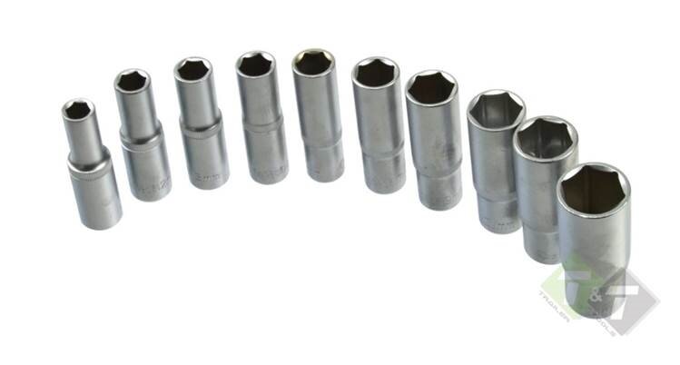 Lange doppenset - 10 delig - 1/2 duims aansluiting - 10 tot 24mm - GEKO
