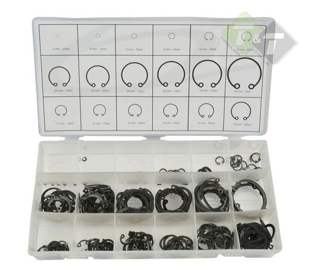 Borgring set - 300 dlg - Binnenwerks assortiment - Seegerring clips - GEKO