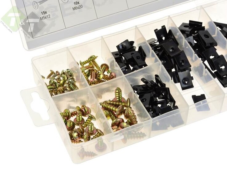 Schroef en clips set - 170 delig - Kruiskop schroeven - U clips - GEKO