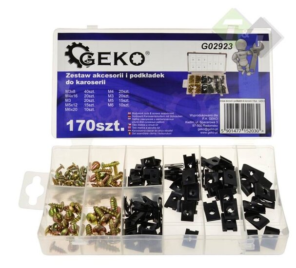 Schroef en clips set - 170 delig - Kruiskop schroeven - U clips - GEKO