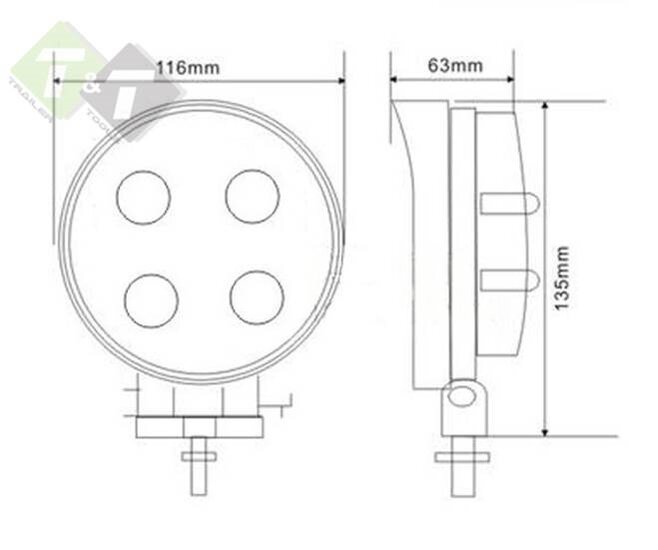 LED Werklamp - 4 LEDS - Rond - 16 Watt - Ledlamp - Bouwlamp