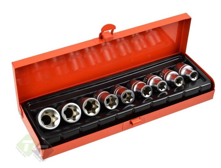 E-Torxdoppen set - E10 tot E24 - 9 delig - Inwendige torxdoppen - Torx dop - GEKO