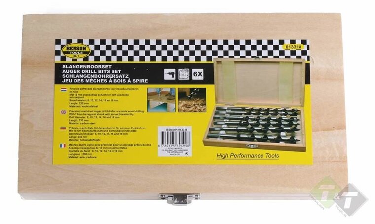 Slangenboor set - 6 delig - Boren set hout - Houtboren - Benson