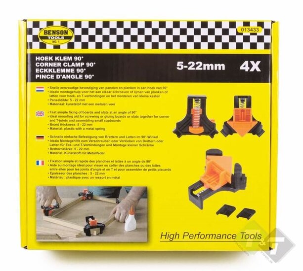 Hoek klem set - 4 delig - Lijmklem - Hoekklemmen - Benson