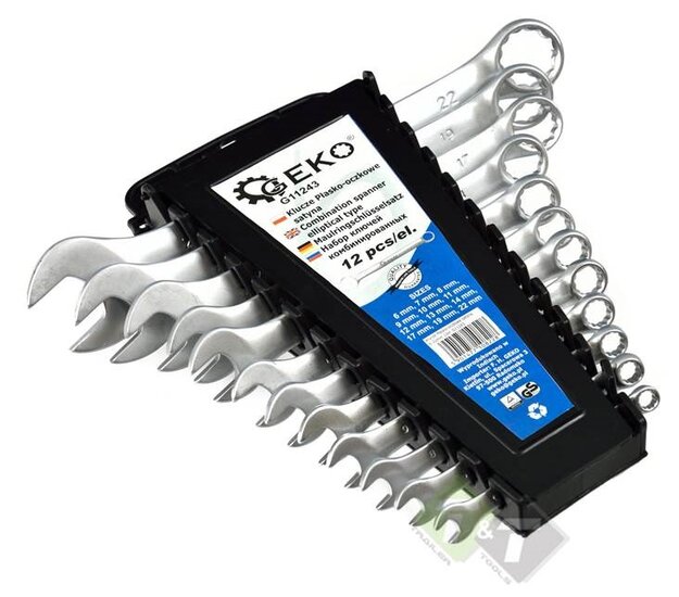 Steekring sleutel set - 12 dlg - 6 t/m 22 mm - Steek ringsleutel - GEKO