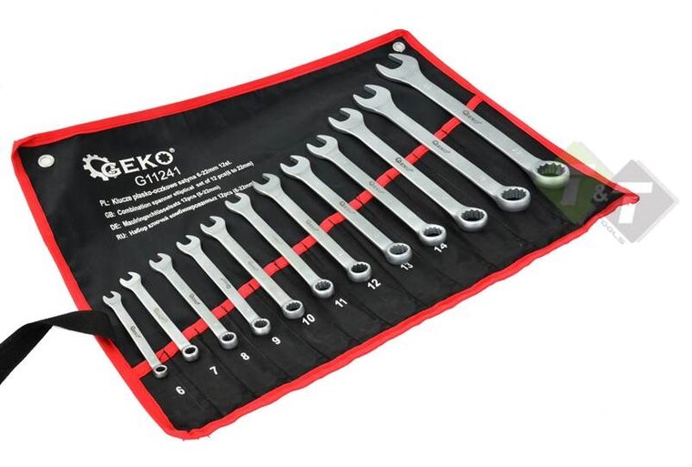 Ringsteeksleutel set - 12 dlg - 6 t/m 22 mm - Steek ringsleutel - GEKO