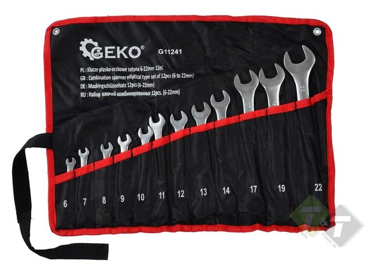 Ringsteeksleutel set - 12 dlg - 6 t/m 22 mm - Steek ringsleutel - GEKO