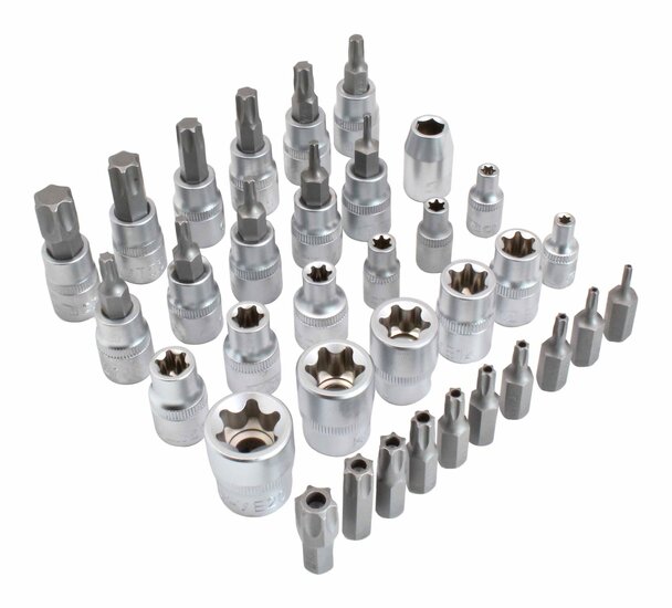 Torx dopset - Torxset en E socket set - 34 delig - 3/8 duims - SATRA