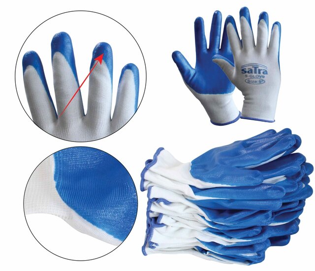 Werkhandschoen gecoat met nitril - 1 paar - Werk handschoenen - L - SATRA