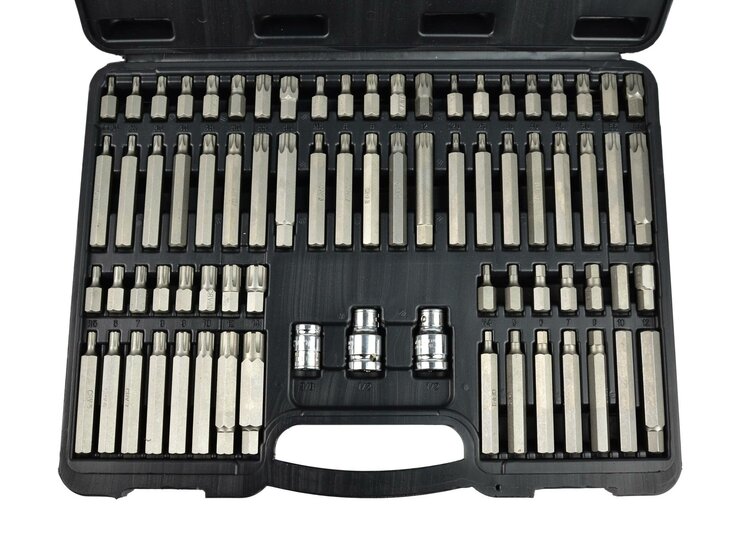 Bitset - 75 delig - Inbus, Torx, Spline en Ribe bit set - GEKO