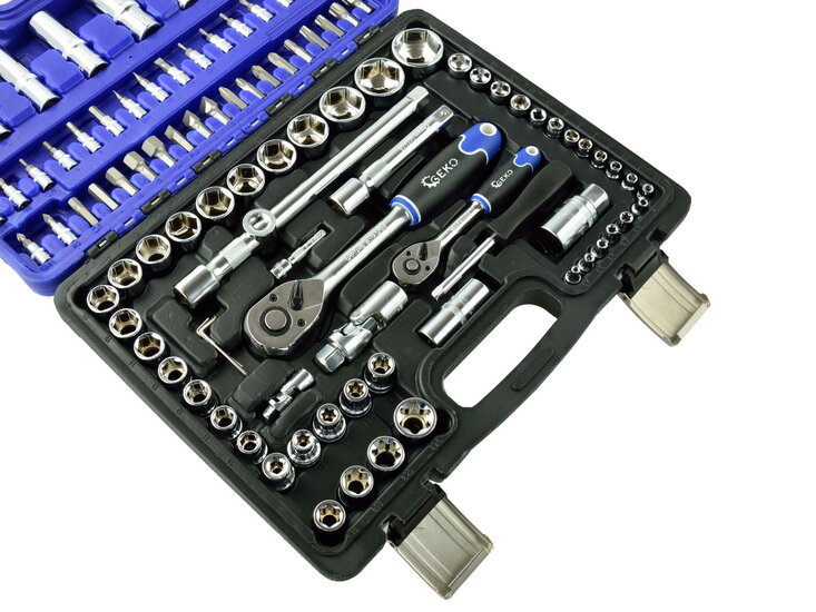 Doppenset - Doppendoos - 1/2 en 1/4 duims - Gereedschap set - Ratel set - 108 dlg - GEKO