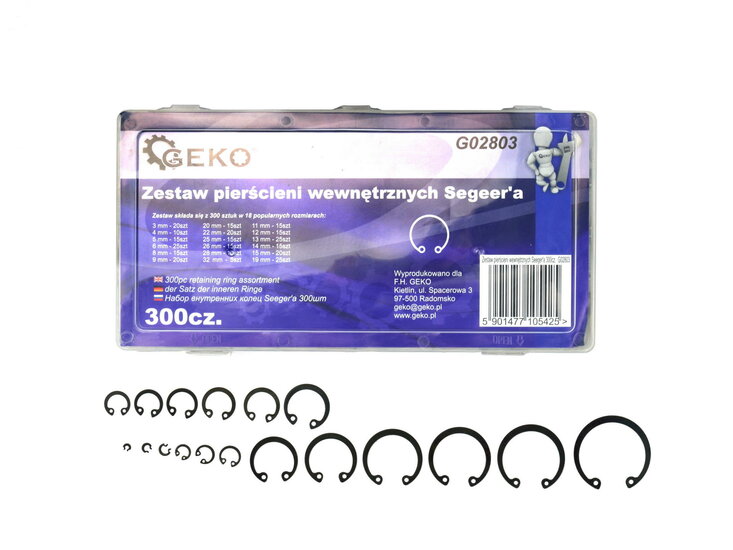 Borgring set - 300 dlg - Binnenwerks assortiment - Seegerring clips - GEKO