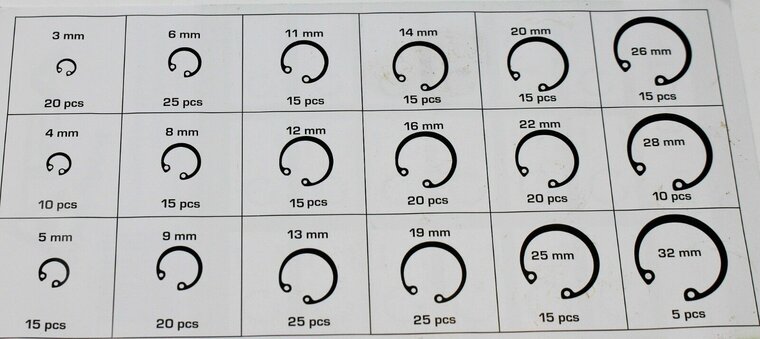 Borgring set - 300 dlg - Binnenwerks assortiment - Seegerring clips - ASTA