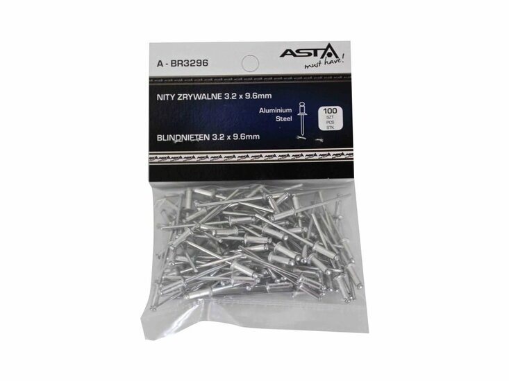 Popnagel set - 100 delig - Popnagels 3.2x9.6mm - Aluminium - ASTA