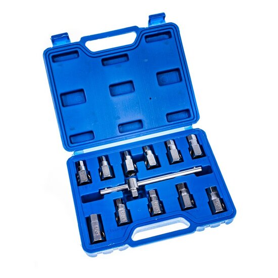 Carterplug doppen set - 12 delig - Olie plug dop - Carter plug sleutel - SATRA