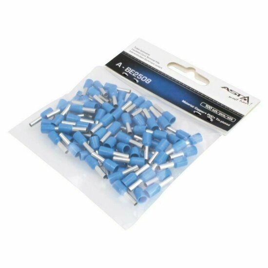 Adereindhuls set - 100 delig - Kabelschoen pen - Blauw - 2.5mm&sup2; - ASTA