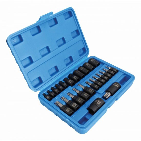 Torxdoppen set - 25 delig - 1/4, 3/8 en 1/2 duims - E-Torx - SATRA