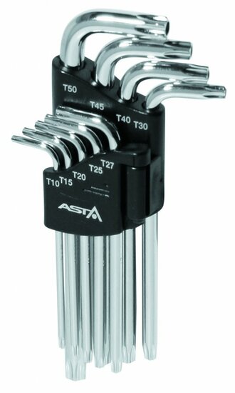 Torxsleutel set met gat -  Torx sleutels - Middel lange sleutel - T10 tot T50 - ASTA