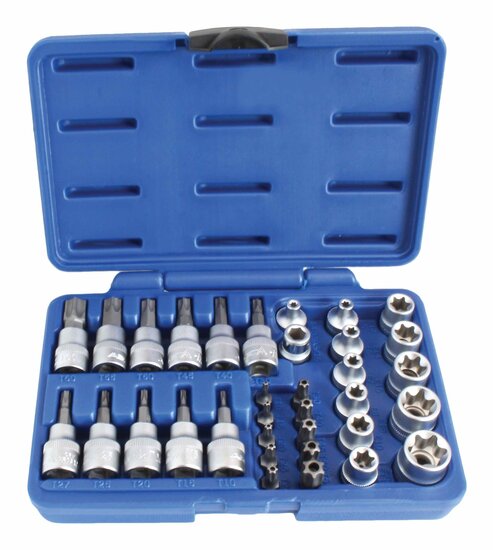 Torx dopset - Torxset en E socket set - 34 delig - 3/8 duims - ASTA