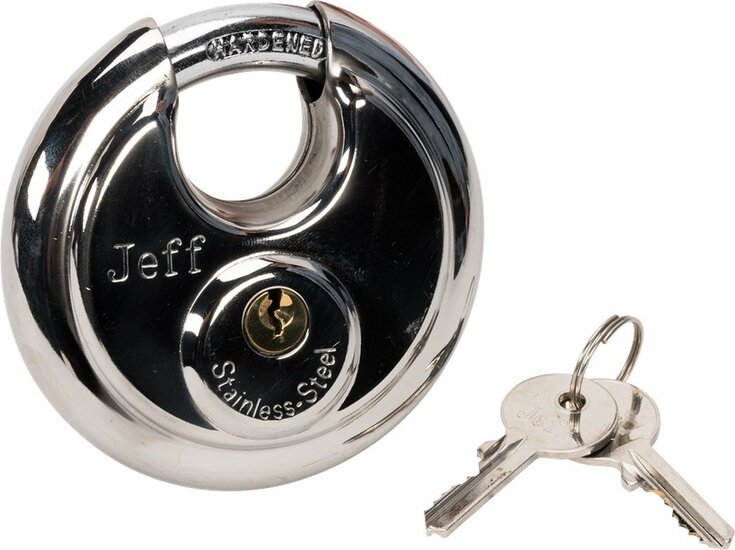 Discusslot Jeff - 70 mm - RVS - Padlock - Inc. 2 sleutels - Hangslot