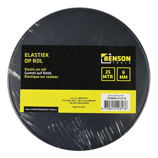 Zwarte elastiek op rol - 6mm - 25 meter - Benson