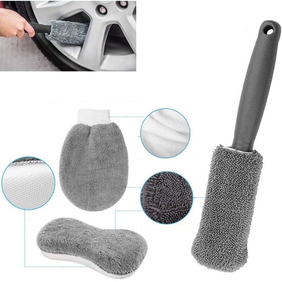 Microvezel handschoen set - Auto washandschoen - 9 delig - Benson