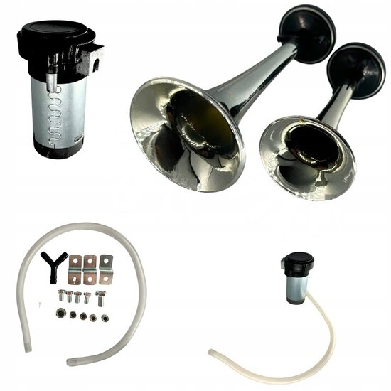 dubbele luchthoorn 12 volt - toeter - scheepshoorn - claxon - signaalhoorn