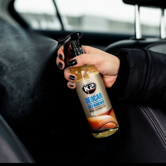 luchtverfrisser echt leer 250 ml - autogeur - autoparfum - aroma spray - k2 cayon