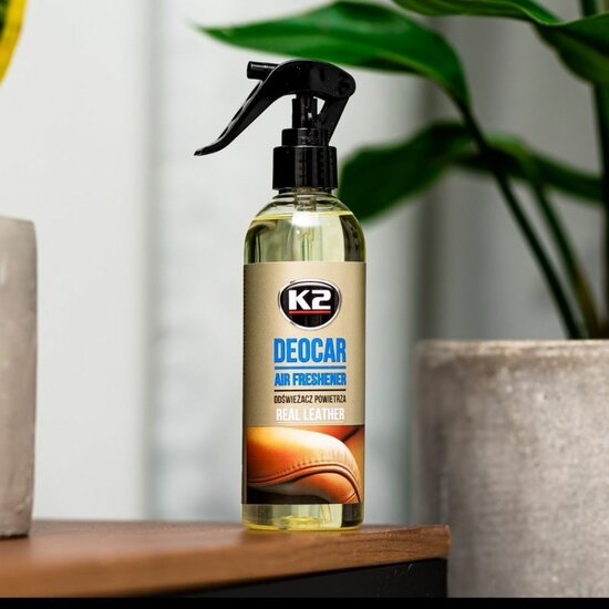 luchtverfrisser echt leer 250 ml - autogeur - autoparfum - aroma spray - k2 cayon