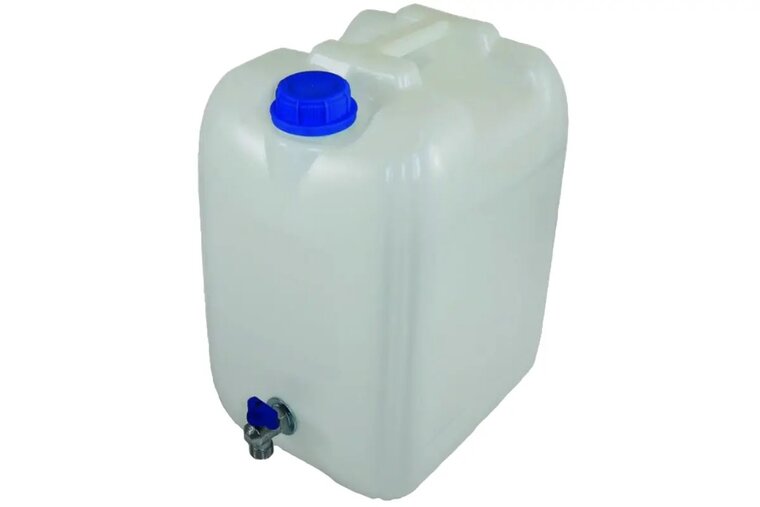 waterkan met 10 liter en metalen tapkraan met uitwendig draad - watercontainer - drinkwater