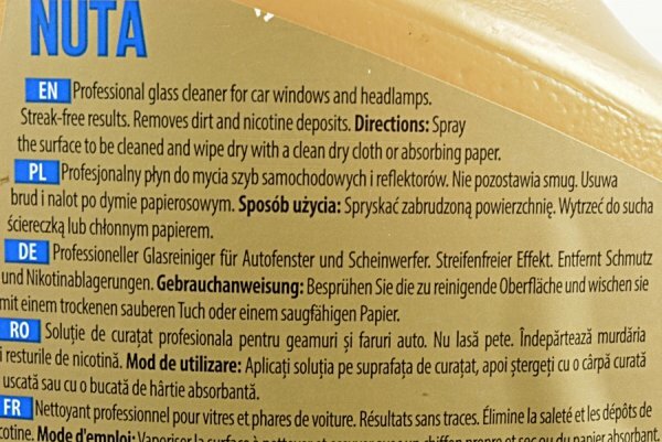 k2 nuta glascleaner - ruiten schoonmaakmiddel - ramen cleaner - autoruiten schoonmaak middel - auto ruiten reiniger
