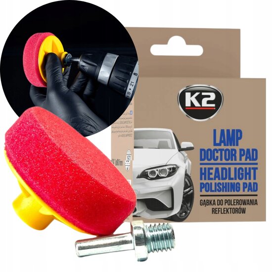 k2 koplamp polijspad - professionele polijs pad - koplampen polijsen - lamp doctor polijs spons - poetspad voor kop lamp