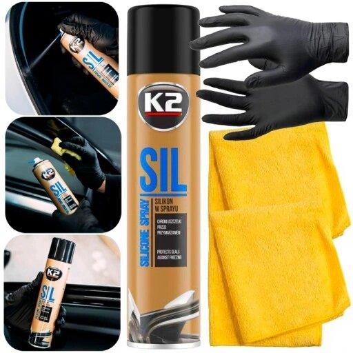 k2 100% professionele siliconenspray - voor rubberen en kunststof auto-onderdelen - smeert - verzorgt - rubber b