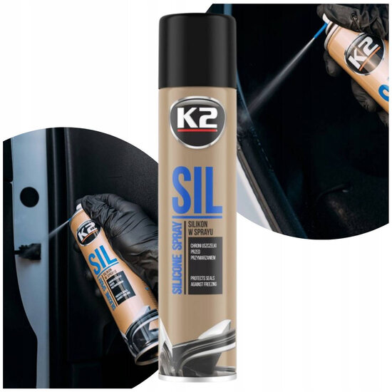 k2 100% professionele siliconenspray - voor rubberen en kunststof auto-onderdelen - smeert - verzorgt - rubber b