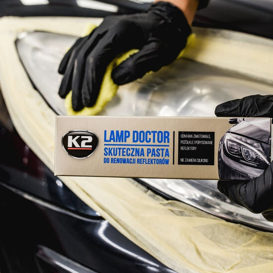 k2 lamp dokter 60 gram tube - pasta om de helderheid van koplampen te herstellen - koplampen oppoetsen - koplampen polijsen - p