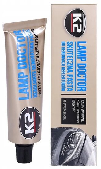 k2 lamp dokter 60 gram tube - pasta om de helderheid van koplampen te herstellen - koplampen oppoetsen - koplampen polijsen - p