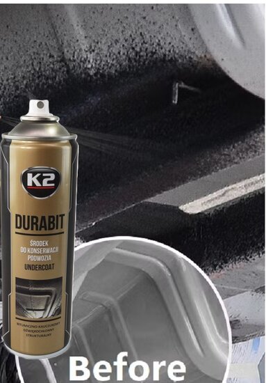 K2 durabit bitumen onderhoud spray - bodembeschermer - wielkastspray - beschermcoating - antiroest - rubberspray - dorpel spray