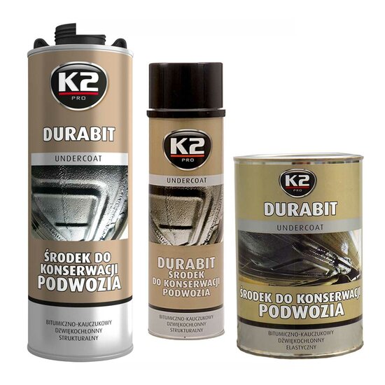 k2 durabit chassisconservering 1 liter blik - onderbodem beschermer bitumen - rubber beschermlaag - coating - wielkastbeschermi