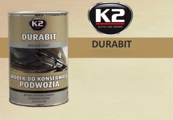 k2 durabit chassisconservering 1 liter blik - onderbodem beschermer bitumen - rubber beschermlaag - coating - wielkastbeschermi