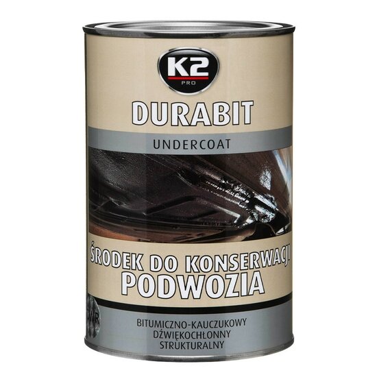k2 durabit chassisconservering 1 liter blik - onderbodem beschermer bitumen - rubber beschermlaag - coating - wielkastbeschermi
