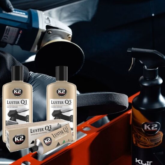 k2 poetspasta Luster q5 - autopoets - polijsen - auto polijs pasta - poetsmiddel - poetsmelk