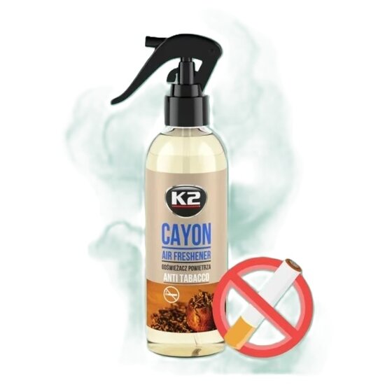luchtverfrisser anti tabak 250 ml - autogeur - autoparfum - aroma spray - k2 cayon