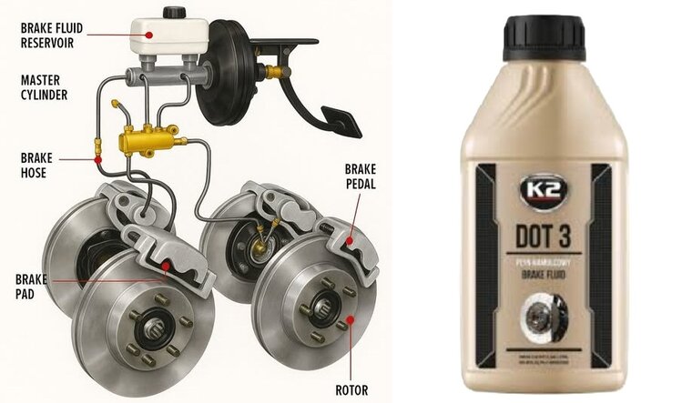 k2 DOT3 synthetische remvloeistof voor remmen en koppelingssystemen - rem vloeistof 0.5 liter - brake fluid - hoge temperatuu