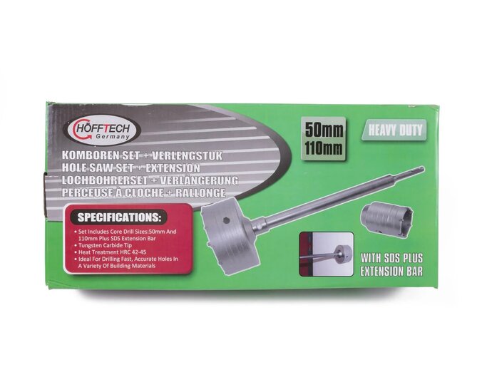 Komboren set verleng, 50 en 110mm, komboor gehard staal