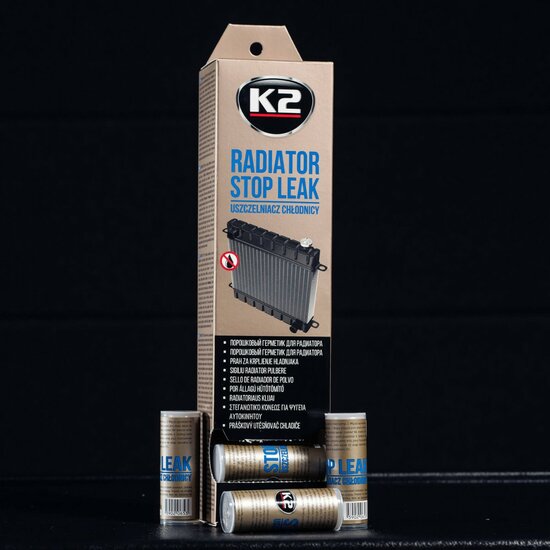 k2 autoradiator stop leak - radiator lek stopper van de auto - gaten dichter doormiddel van poeder 18,5 gram - radiator fixer -