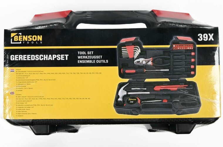 gereedschapsset 39 delig - gereedschapskoffer - handgereedschap set - benson